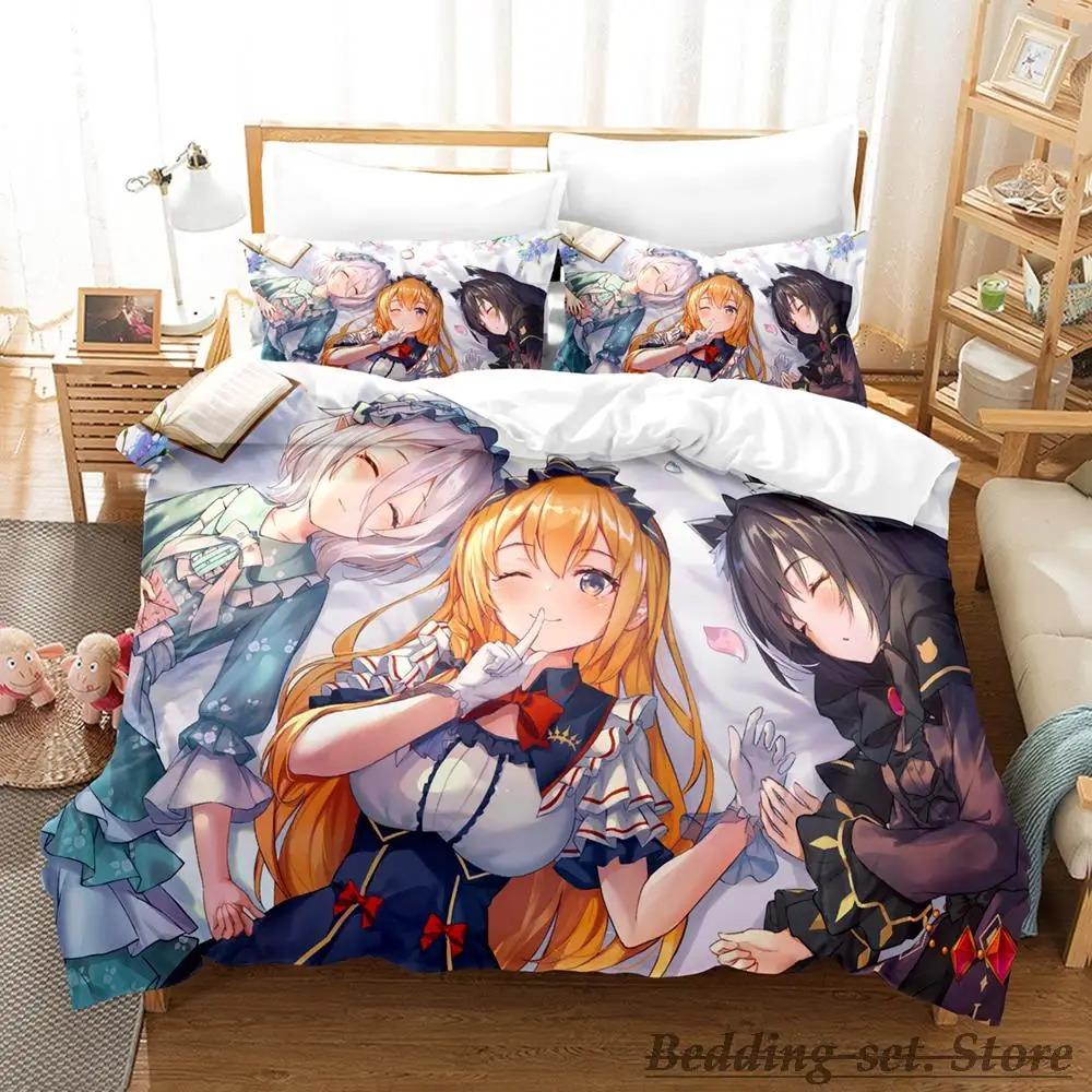 Kawaii Kyaru Bedding Set Single Twin Full Queen King Size Bed Set Adult Kid Bedroom Duvetcover Sets  Anime Grils