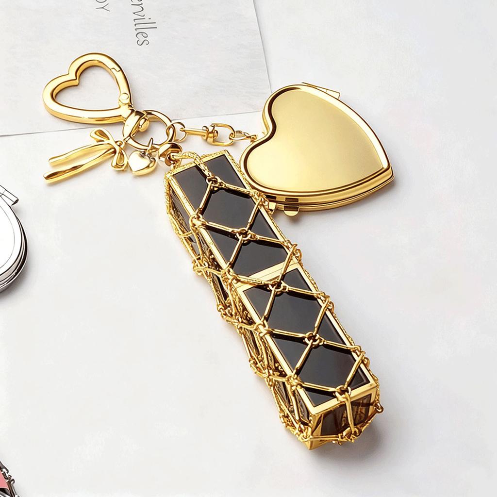 Trendy Mesh Keychain With Decorative Mirror Detailin Metal Key Holder For Backpacks Purses Belts Bag Accessories