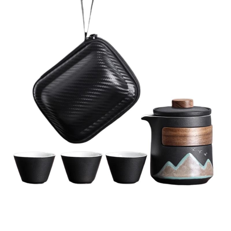 Travel Tea Set Quick Cup Portable Personalized Kung Fu Ceramic Tea Cup Carry-On Bag Set Outdoor Brewing Teapot