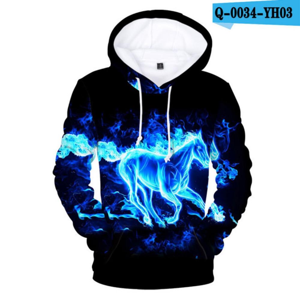 3 bis 14 Jahre Kinder Hoodie Blau und Lila 3D Feuer Flamme Kleidung Jungen Mädchen Hoodies Sweatshirt Harajuku Mantel