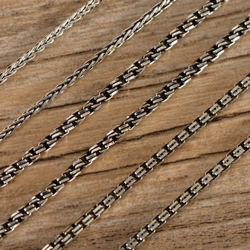 

Модные серебряные украшения S925, маленькое прямоугольное ожерелье в стиле ретро, ​​индивидуальное тканое ожерелье для мужчин и женщин