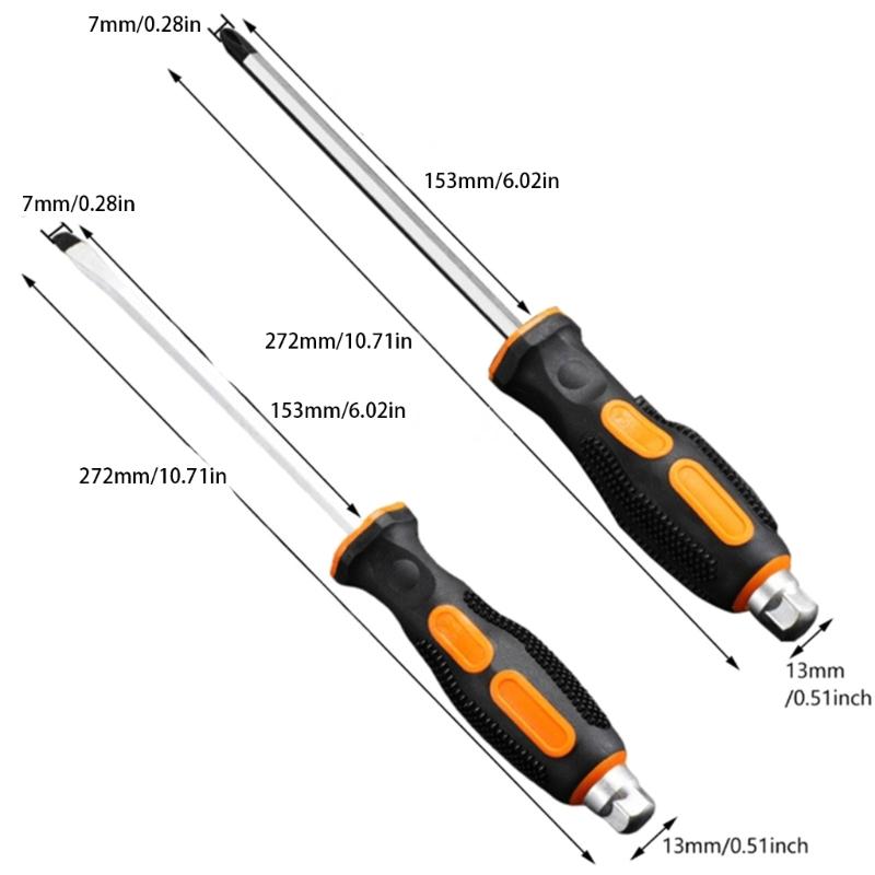 Multipurpose 2pcs Magnetic Screwdriver Set With Striking Feature Comfortable Grip Suitable for Home and Auto Maintenance