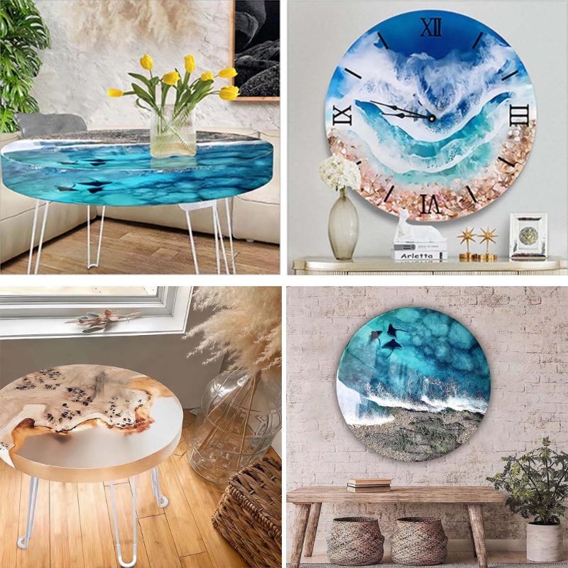 Große Harz Tischform Rund Charcuterie Board Tablett Harzform Klapptischbein Runder Schreibtisch Silikonformen DIY Dekore