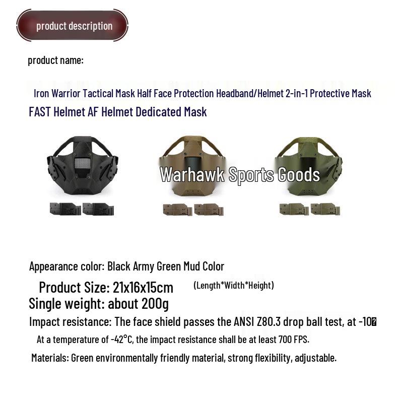 Iron Warrior Tactical Half-Face Breathable Mesh Mask with Removable Headband