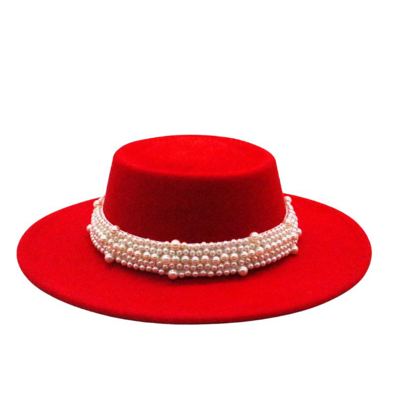 French Retro British Flat Top Top Hat Season Men'S And Women'S Hats Hepburn Face Small Felt Hat