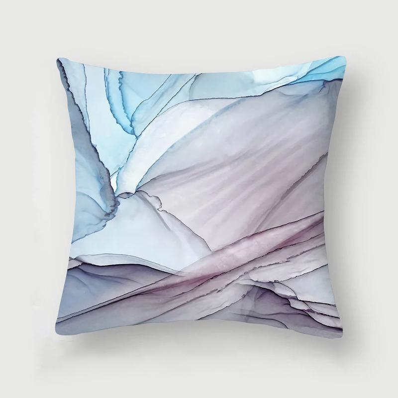 Inky Blue Marble Print Pattern Cushion Cover Home Living Room Sofa Decoration Square Polyester Throw Pillow 45X45Cm