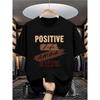 European Sizes  Men's Positive Vibes Graphic T-Shirt - Black Casual Summer Tee with Inspirational Design, Soft, Round Neck, Machine Washable