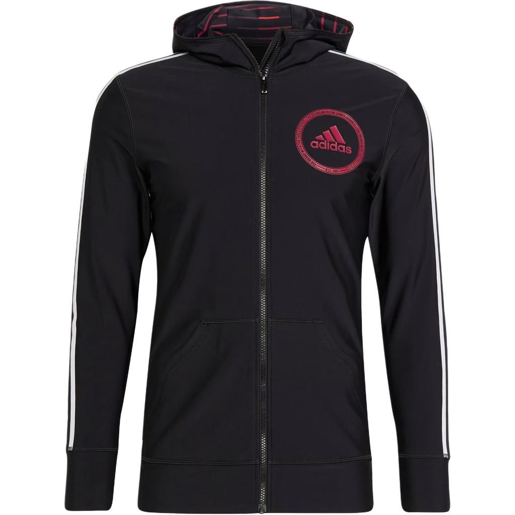 Adidas Long Sleeve Rash Guard Zip Hooded Casual Comfortable Sports Logo Jacket Men Jacket Black HB1682