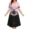 Damen Sommerkleider Vintage Bedruckt Mode Kurzarm Rundhals Kleider
