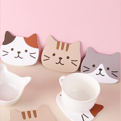 1 bezaubernder Anti-Rutsch-Untersetzer mit Katzenmotiv – perfekte Unterlage für Teetassen für Zuhause und Küche, ideales Geschenk für Tierliebhaber