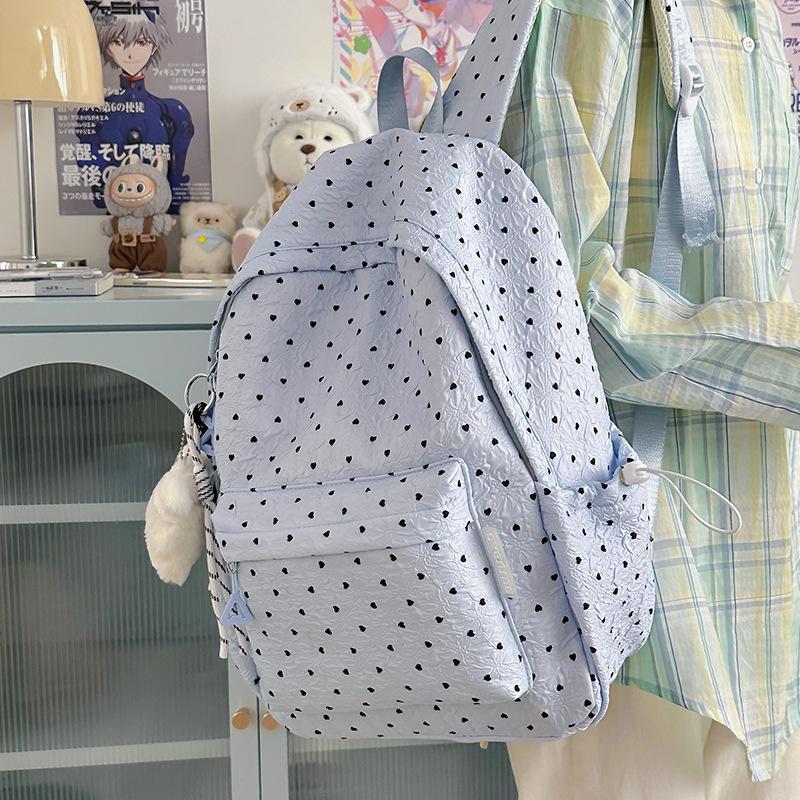 Small fresh schoolbag female love polka dot junior high school student large capacity backpack high value student schoolbag