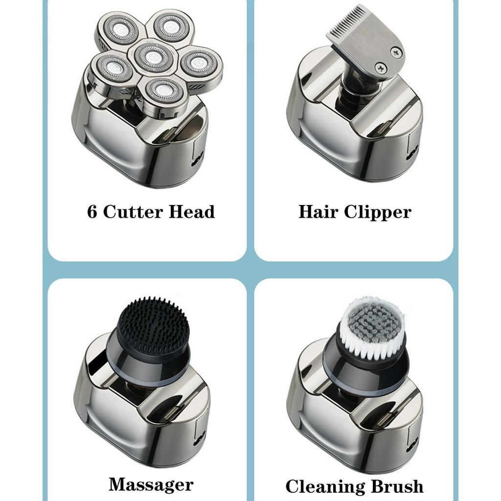 3.7V IPX6 4D 6 Blade Electric Shaver Rechargeable Bald Head Razor Hair Trimmer 6 Floating Heads Beard Wet Dry Shaving Grooming Kit New