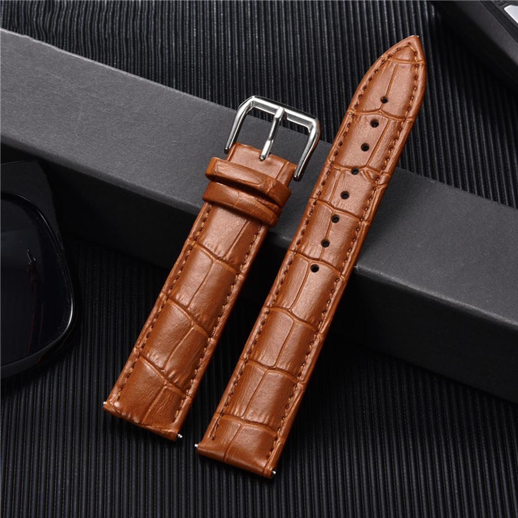Genuine Leather Watch Strap 18mm 20mm 22mm WatchBand for Men Women Wrist Watch Band Accessories Metal Buckle Black Light Brown