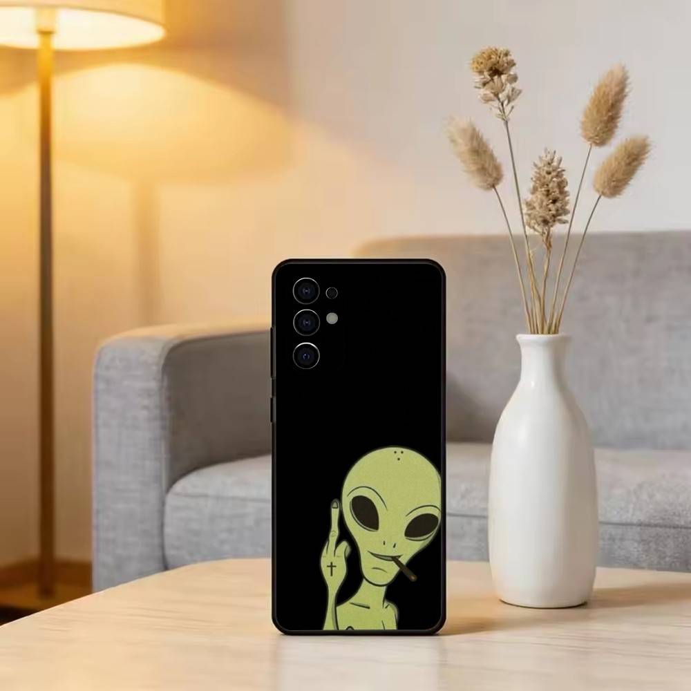 F-Funny A-Alien Phone Case Black Silicone Soft For Samsung S25,S24,S21,S22,S23,S30,Ultra,S20,Plus,Fe,Lite