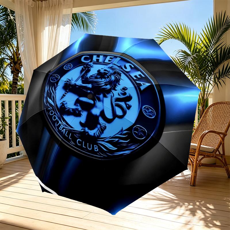 Parasol z nadrukiem Chelsea F.C. Automatyczne otwieranie i zamykanie, Przenośny składany parasol, na zewnątrz, do dojazdów, na wycieczkę kempingową, Idealny prezent urodzinowy