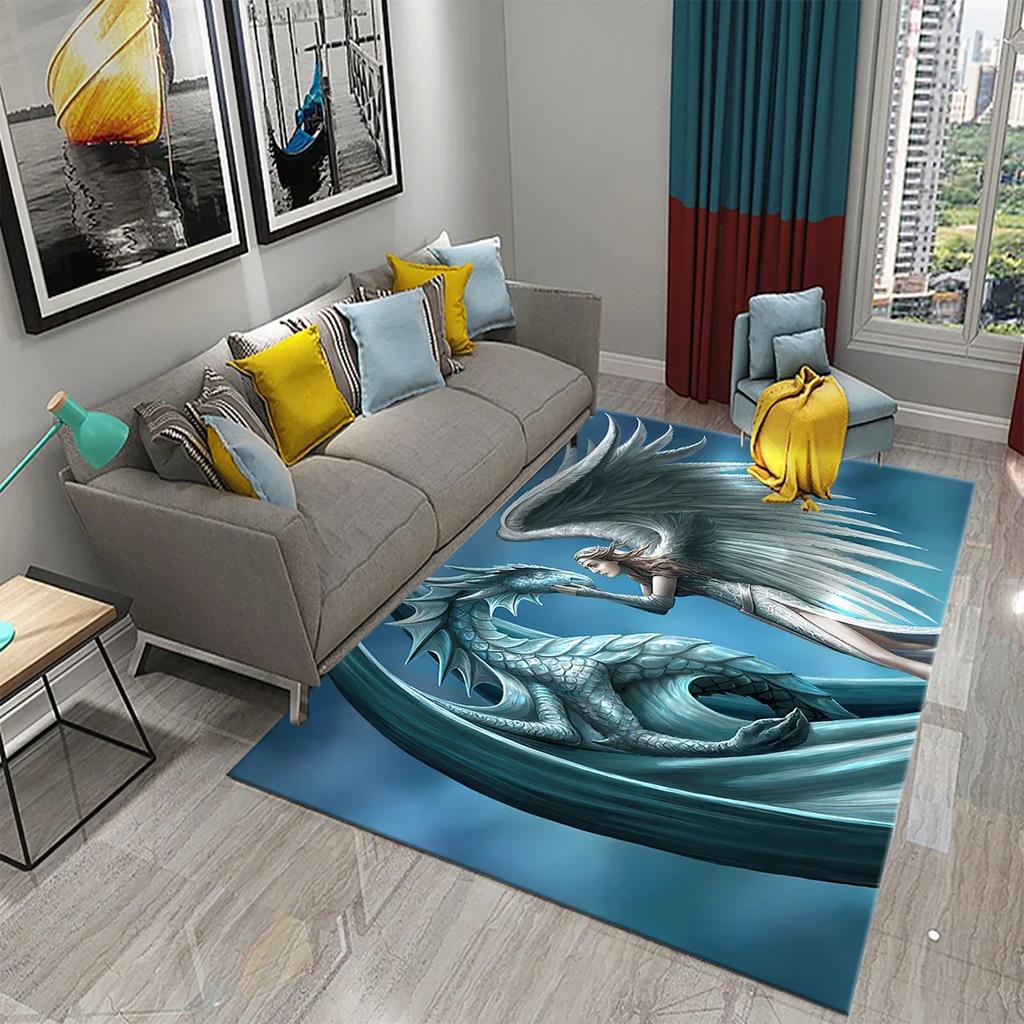 3D Dragon Carpet for Balcony Living Room Children Bedroom Bathroom Kitchen Door Entrance Non-slip Rugs Floor Mat for Home Decor