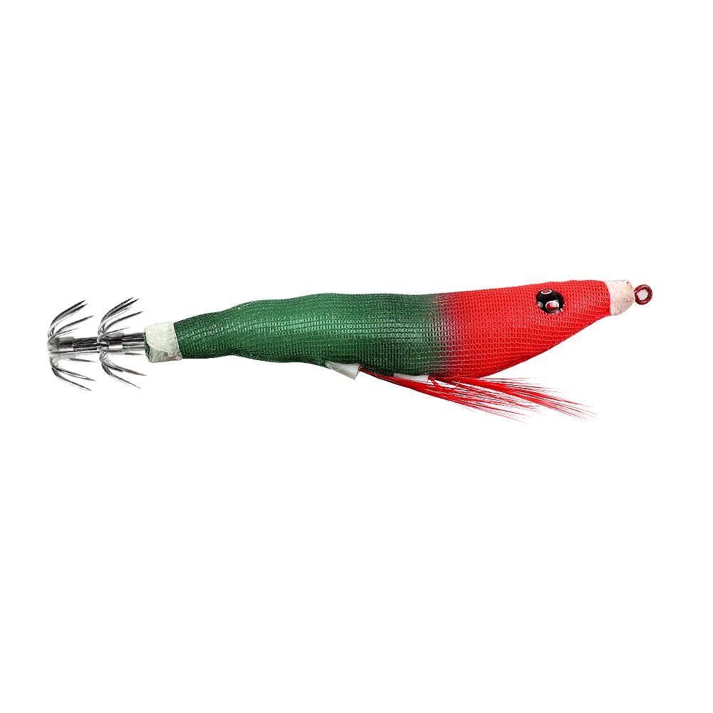 11cm 7gHighly Realistic Sea Fishing Lure3.0Luminous Wooden Shrimp Squid Lure Umbrella Hook with Sound Beads Fishing Bait Box