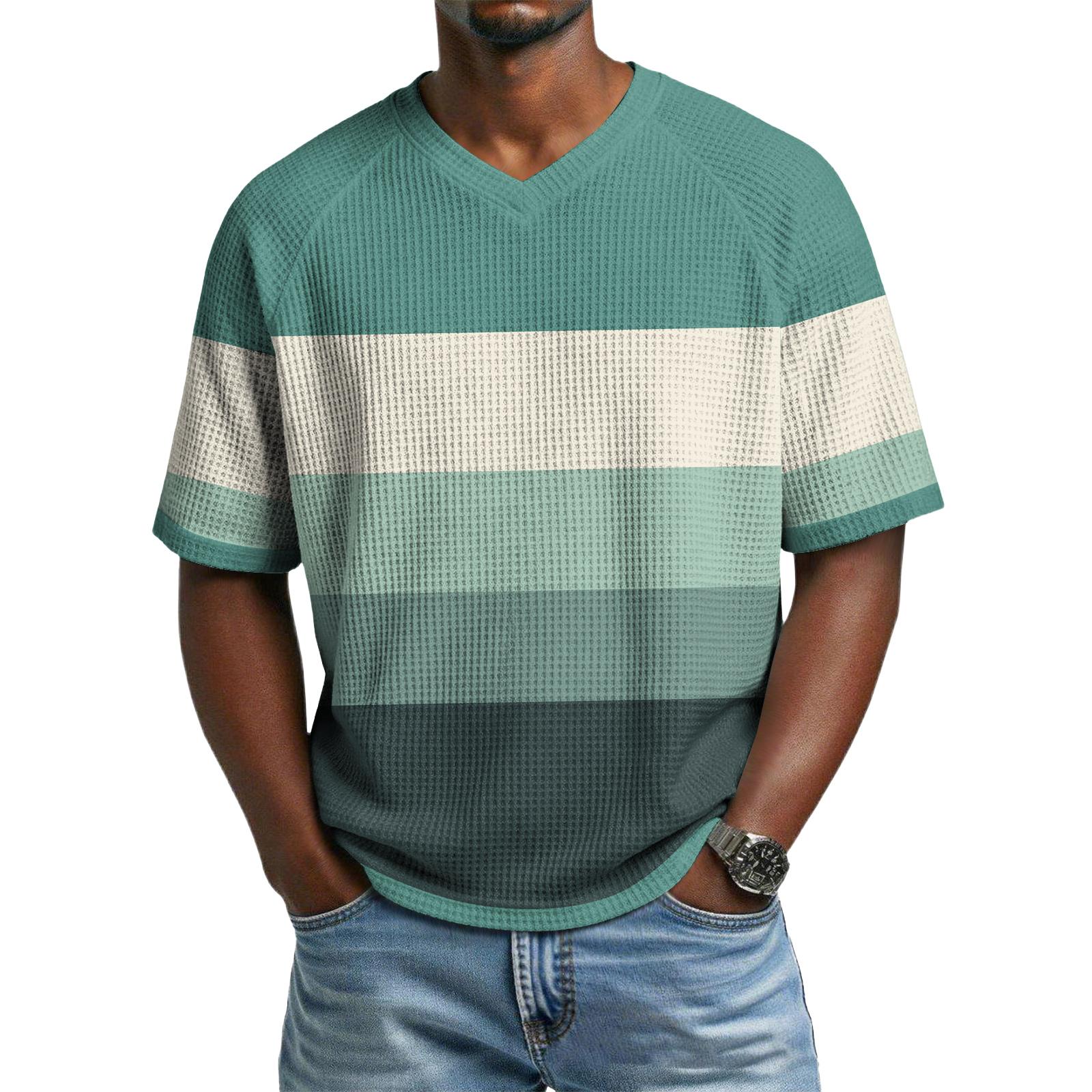 Men s Casual V-Neck Raglan Short-Sleeve Top S