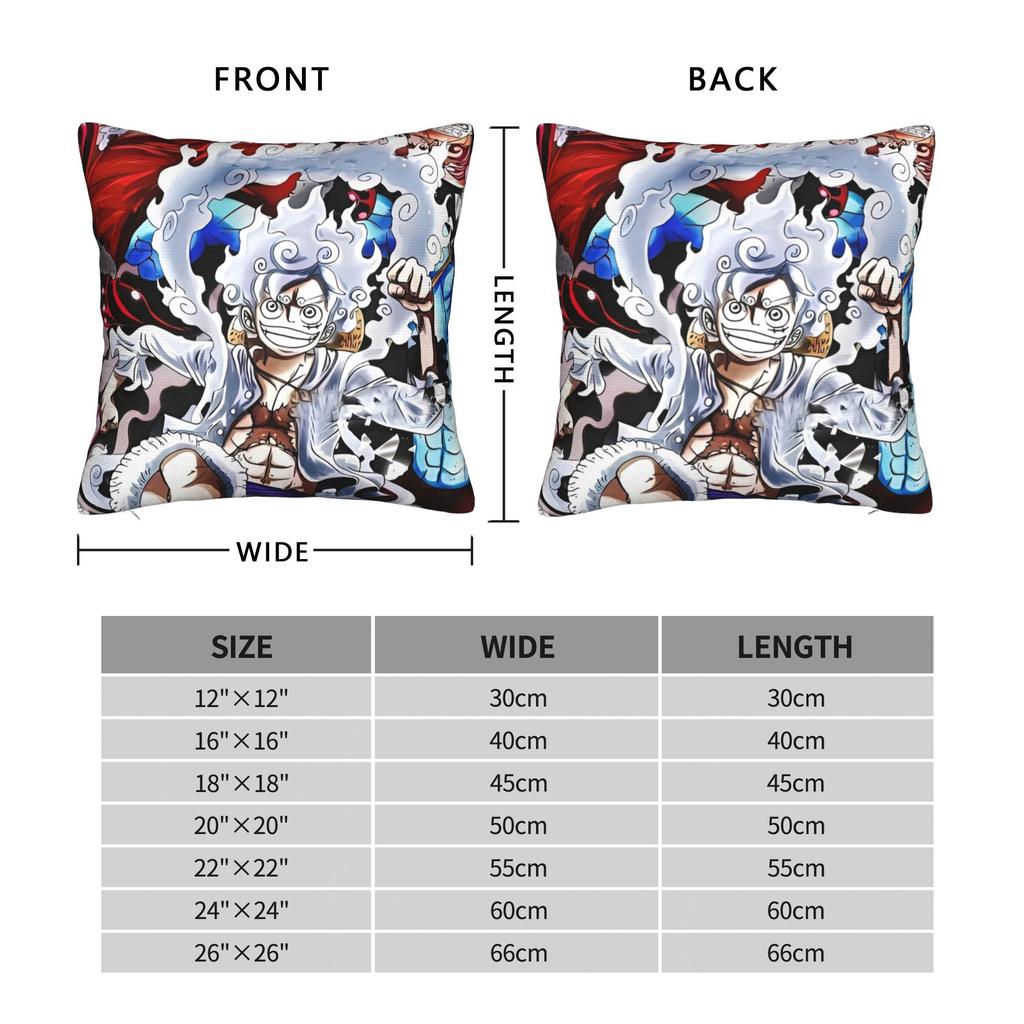 Luffy Anime Square Pillow Case The Straw Hat Crew Cushion Cover Awesome Zipper Decor Throw Pillow Case Cover For Home 18"X18"