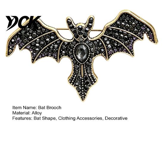 Punk Style Animal Badge Halloween Rhinestone Bat Brooch, Retro Gothic Shaped Lapel Brooch Pin Pin, Jewelry Accessory for Clothing Bags Scarves