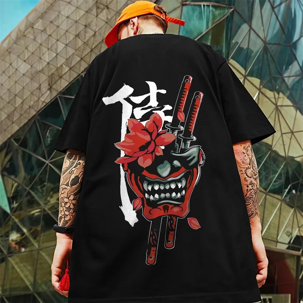 3d Japanese Samurai Print Men's T-Shirt Summer Fashion Casual T-Shirt For Men Street Trend Oversized Tees Half Sleeve Pullover