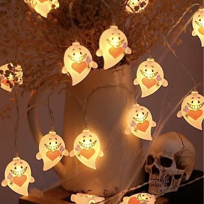 LED Halloween String Lights - Pumpkin, Ghost & Skeleton Waterproof USB/Battery Decorative Lights