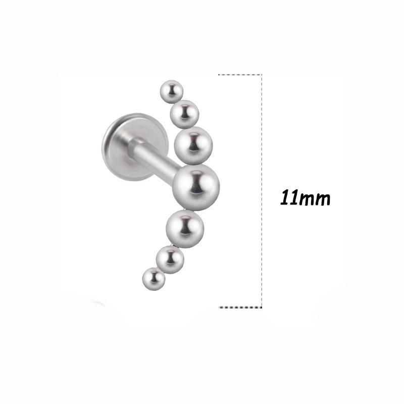 Titanium Steel 1.2 Gauge Crystal Cluster Triangle Lip & Ear Piercing Ring