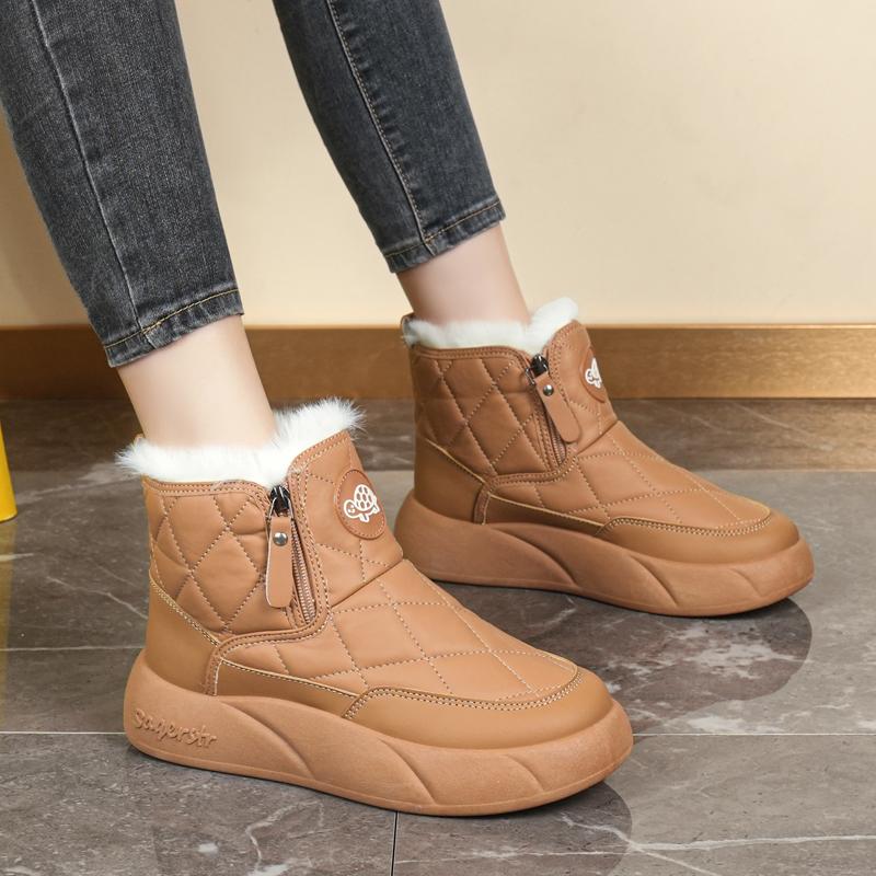 34-42 Winter Women's Large Fashion Plus Velvet Warm Thick Bottom Height Boosting High Top Cotton Shoes Snow Boots Midsole Women's Boots