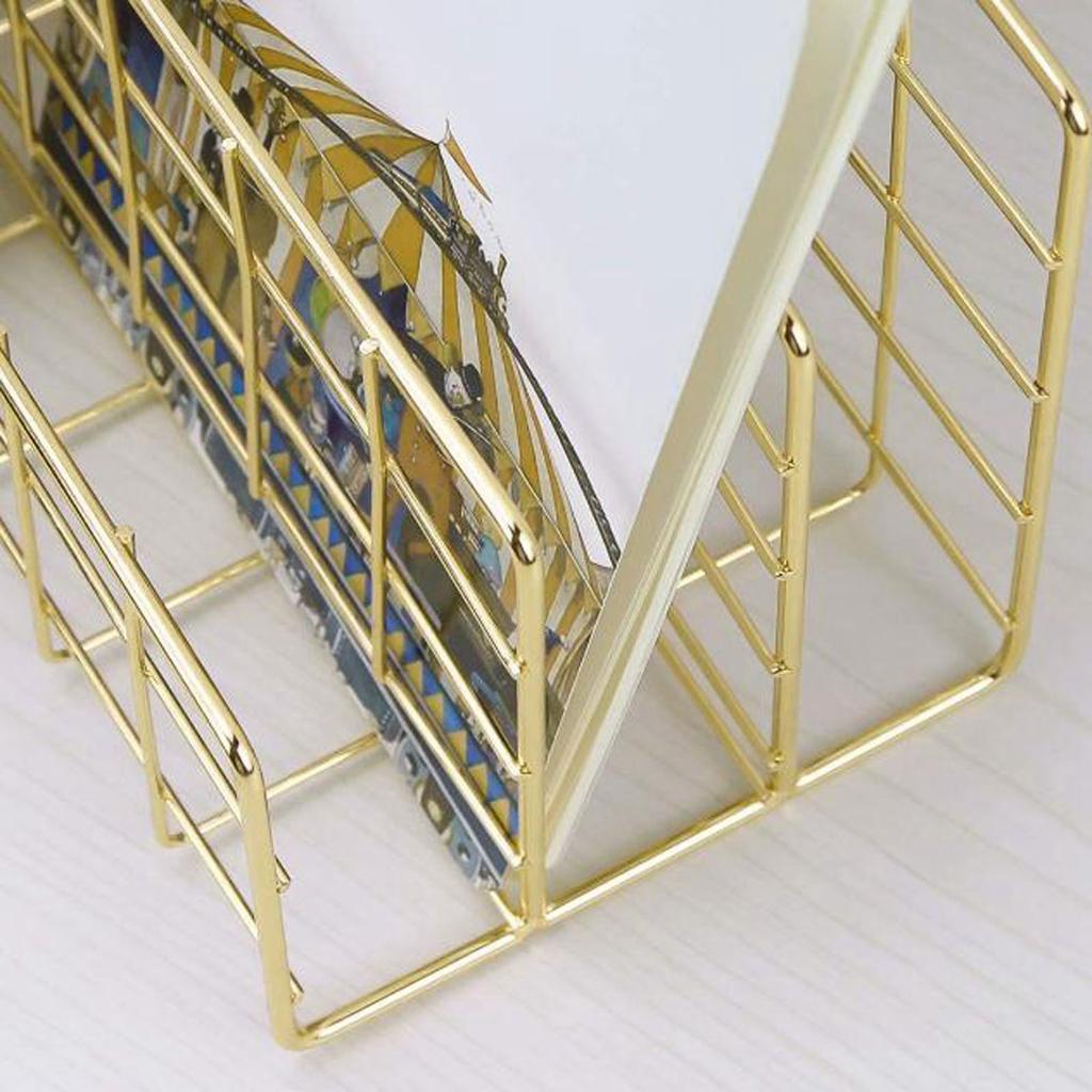 Good-Metal Mesh Desk Organizer Desktop Letter Sorter Mail Tray File Organiser Office Home Bookends Book Holder