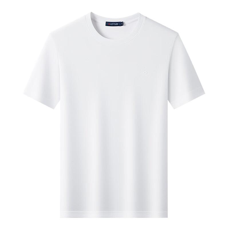 MONTAGUT Men's Embroidered Crew Neck Cotton Blend Short Sleeve T-Shirt