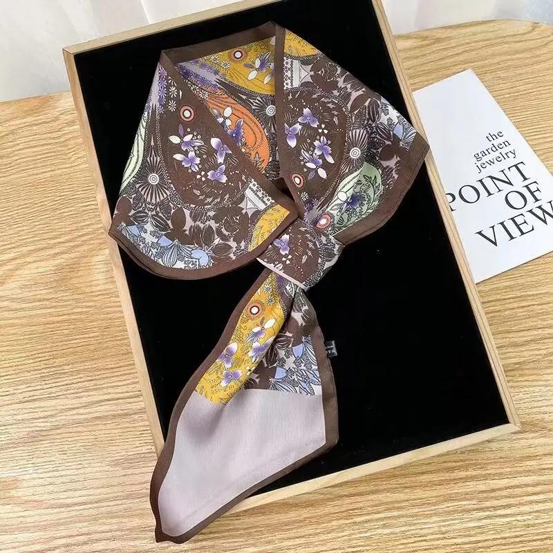 Luxury Brand Skinny Neckerchief Scarf For Women Satin Silk Ribbons Bandana Ladies Neck Tie Wrist Wrap Shawl Echarpe