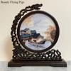 1pc, Su Embroidery Ornaments, Chinese Embroidery Crafts, Double Sided Embroidered Ornament, Solid Wood Desktop Decoration