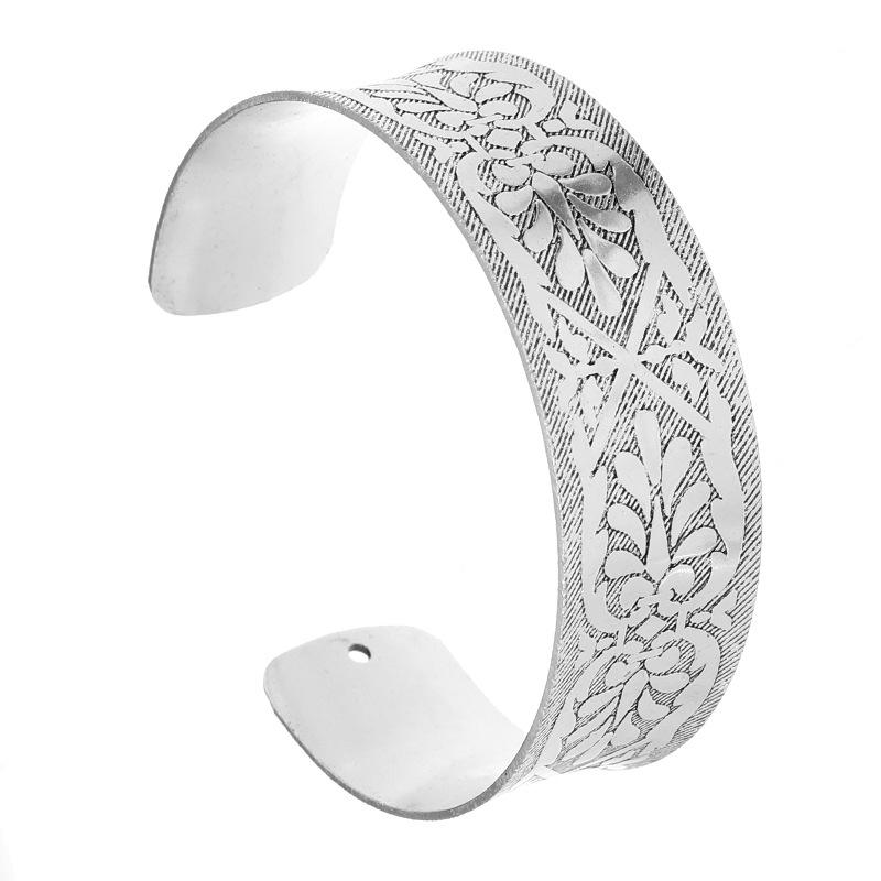 Retro metal wide version open bracelet personalized silver exotic bracelet women's medieval niche accessories