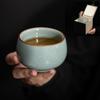 Ru Kiln Ice Flower Crackle Glaze Kung Fu Ceramic Tea Cup - Mastery In Personal Tea Tasting, Gift Box Included