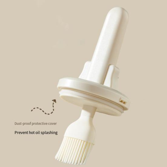Oil Bottle with Built-In Silicone Brush Leak-Proof Glass Basting Tool for Grilling
