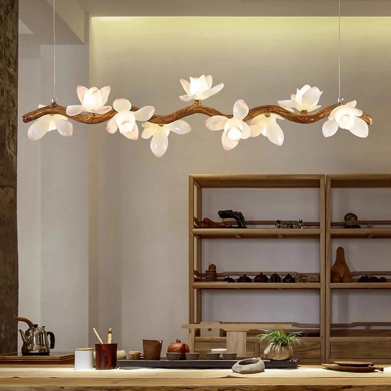 Nordic luxury branch pendent lamp modern home decoration living room dining room office lotus LED chandelier indoor lighting