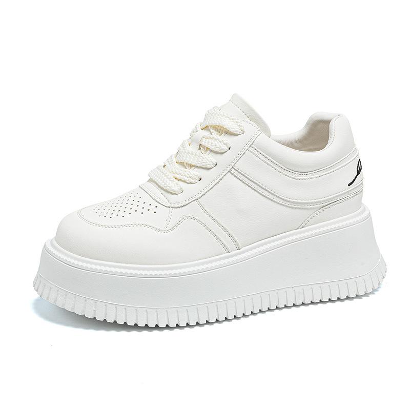Platform white shoes women's autumn new small height increase versatile muffin shoes casual sports board shoes