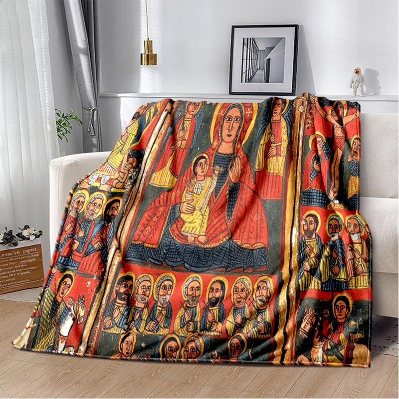 Ethiopian Painting Art Africa Blanket,Soft Throw Blanket for Home Bedroom Bed Sofa Picnic Travel Office Rest Cover Blanket Kids