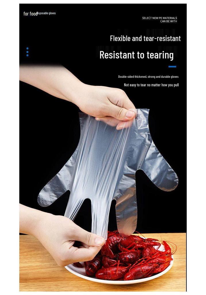 Small Disposable PE Gloves Pack - Durable, Transparent, and Thickened for Catering, Food Handling, and Household Use.