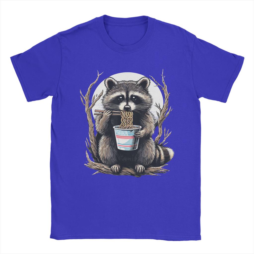 Raccoon Eating Instant Noodle Cup Funny Gifts For Women Unisex T Shirt Summer Cotton T Shirts For Adult Pattern Tee Shirt Clothing