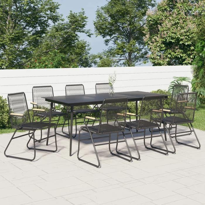 VidaXL Ensemble à Manger de Jardin 9 pcs, Ensemble de Mobilier d'Extérieur avec Table et Chaise, Meubles de Patio Terrasse, 3060272