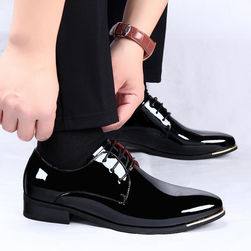 Fashion Men's wedding Shoes lace up oxfords Black Leather Formal Shoes Men office work Business dress Shoe Man zapatos de hombre