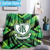 Custom Name America Club's Crest With Rabbit Flannel Blanket, Use for Birthday/Holiday Gift, Soft Blanket for Sofa/Bed/Camping/Office, Home Decor