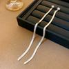 Real gold electroplated silver needle geometric zircon fringed earrings fashionable and advanced long earrings light luxury exaggerated earrings women