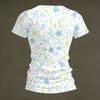 Camiseta Floral de Manga Corta con Cuello en V para Mujer, Informal, Holgada, Ligera, Pulóver para Uso Diario, Oficina, Escuela, Viajes