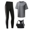 Plus Size Sporty Yoga Three-Piece Set - Breathable, Loose-Fit, Quick-Dry Short Sleeve Fitness Wear for Spring/Summer