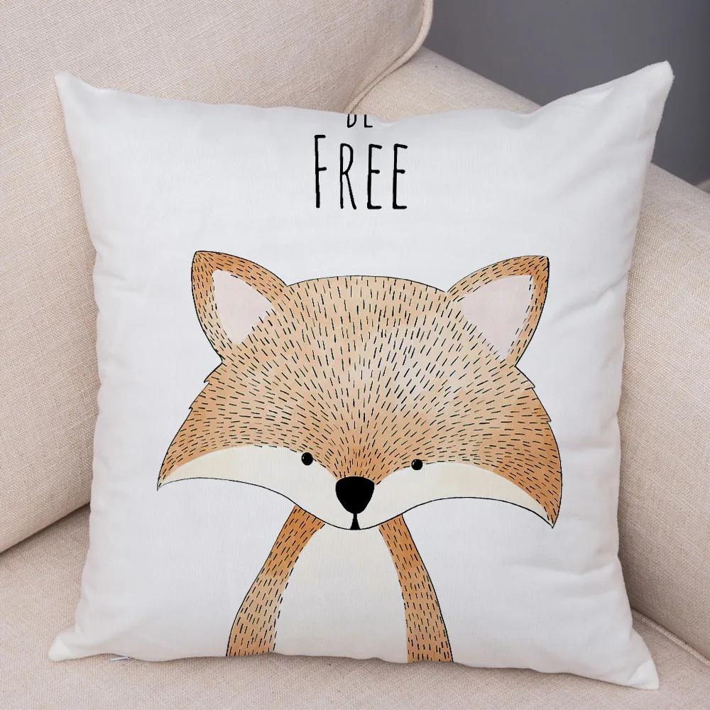 

Nordic Be Brave Zebra Hippo Giraffe Pillow Case Decor Cute Animal Cushion Cover for Sofa Lion Fox Soft Plush Pillowcase 45x45cm 12x12Inch