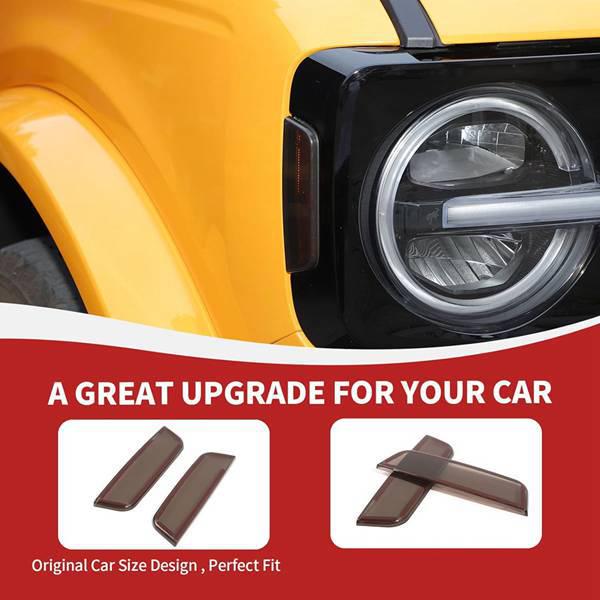2 Black Daytime Running Light Covers for 2021-2024 Ford Bronco