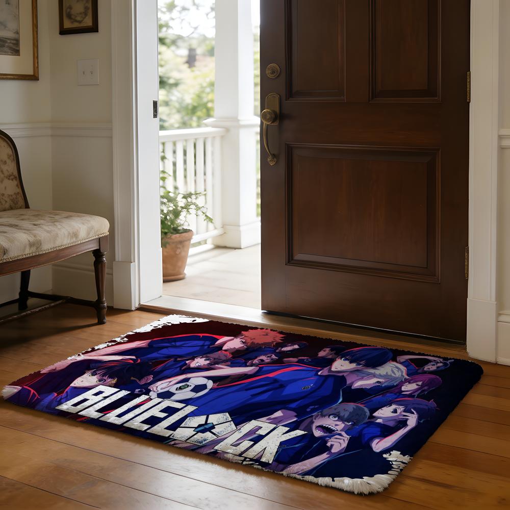 Anime BBlue Lock Fußball Bodenmatte Weiche Flanell-Absorbierende Matte Rutschfester Teppich Zuhause Schlafzimmer Badezimmer