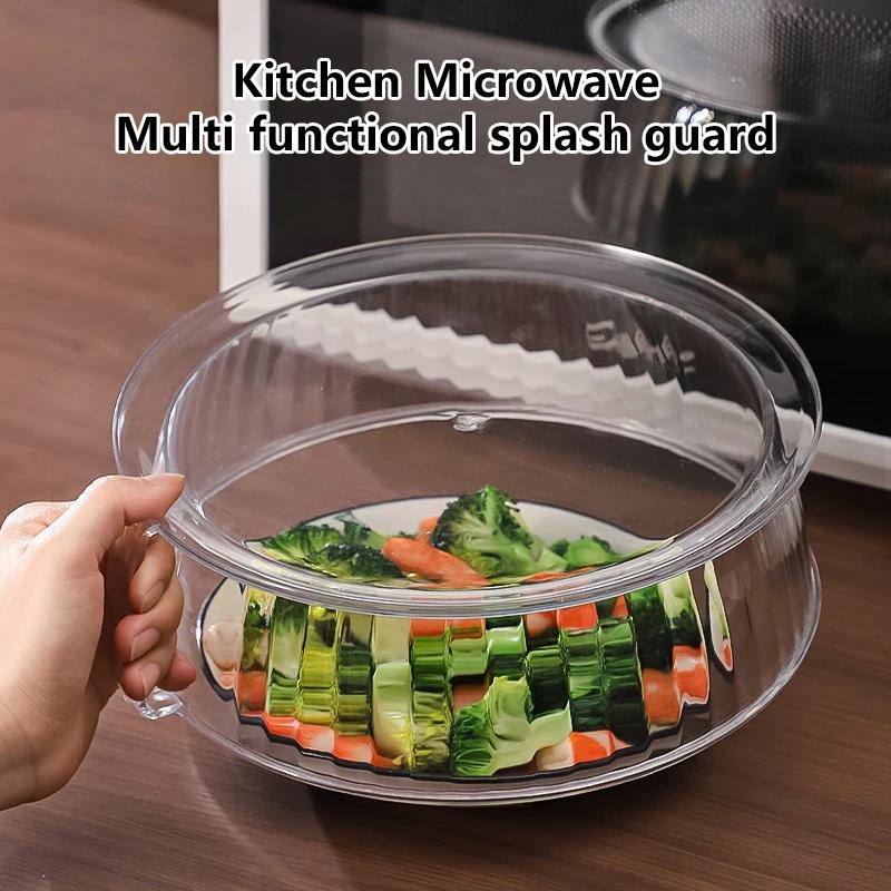 1 buc Capac Alimente pentru Microunde Capac Farfurie Servire Capac Anti-Stropiri pentru Microunde Transparent cu Mâner Păstrare Proaspătă Capac pentru Microunde